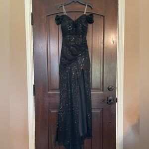 Black, sequin, off shoulder dress size 0, never worn